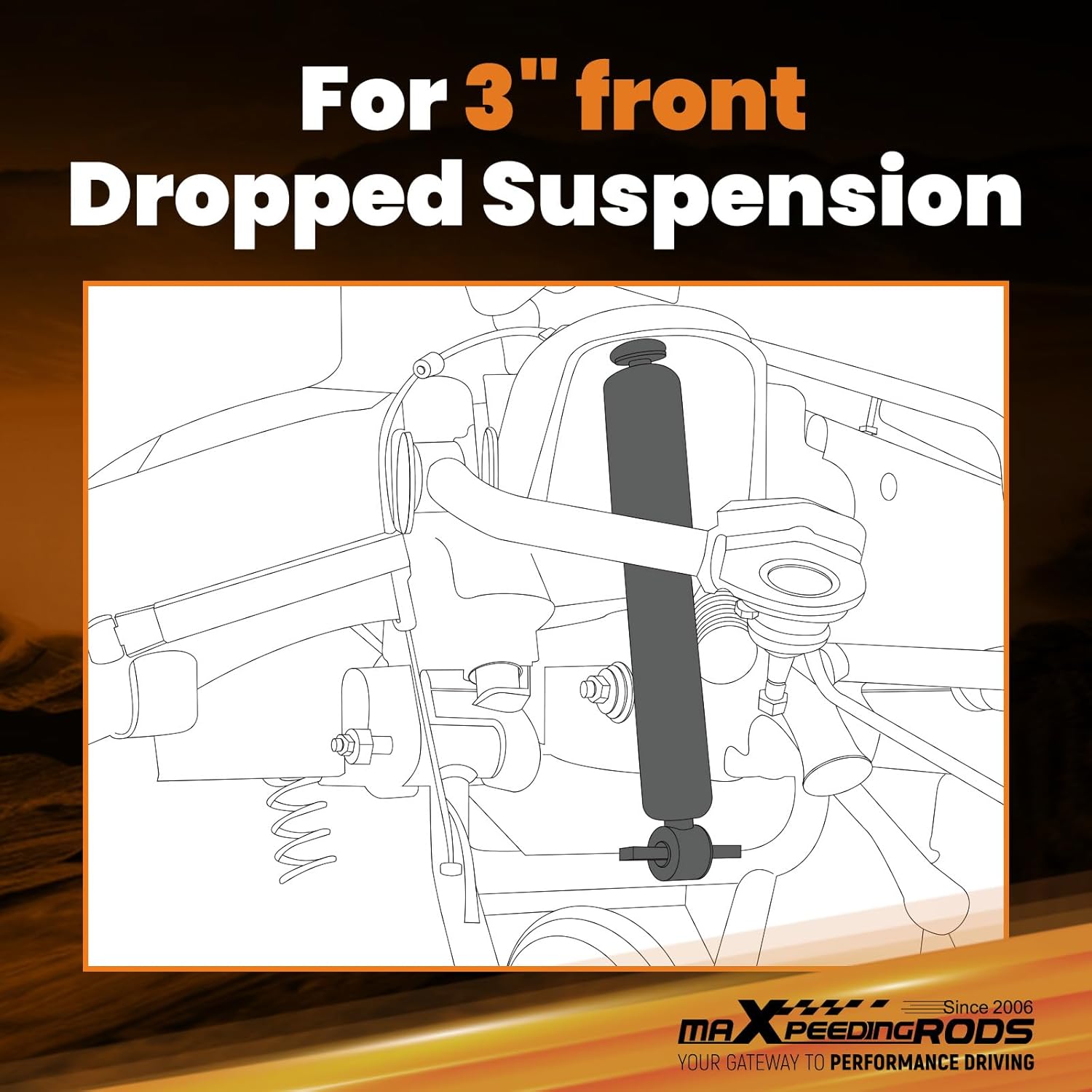 maXpeedingrods 3” Front Lowering Shocks for Ford F150 F100 2WD 1980-1996, Drop Shock Kit