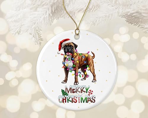 Adorno de boxer, adorno de Feliz Navidad, regalo de adopción de perro, adorno de boxeador de primera Navidad, adornos conmemorativos para perros,