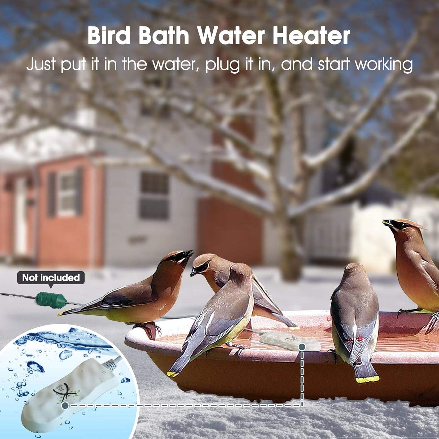 SUPERELIEF Bird Bath Heater 50W Made of Die Cast Aluminum with Thermostatically Controlled Waterproof for Outdoor in Winter at Lawn Patio Backyard Garden Decoration Birding : Patio, Lawn & Garden