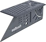 wolfcraft 3D-Gehrungswinkel I 5208000 I zum Bearbeiten von dreidimensionalen Werkstücken I Anschläge für 45°- und 90°-Winkel I einsetzbar als Streichmaß für parallele Linien