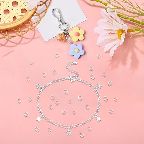 Miniatura 4 de 2400 anillos de salto ovalados de acero inoxidable, anillos de salto abiertos de acero inoxidable de 0.157 in, 0.197 in, 0.236 in, 0.276 in, anillos