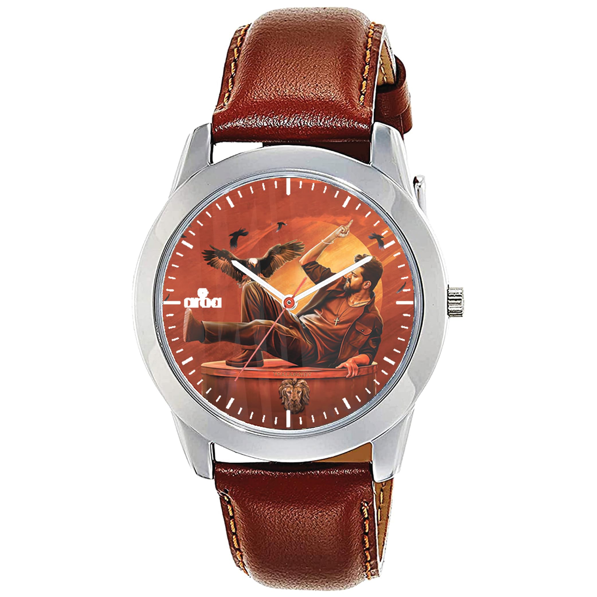 AROA Watch for Men with Box Office King Thalapathy Vijay Model :1160 in Steel Metal Type Brown Strap Analog Watch Red Dial for Men Stylish Watch for Boys (B0CLYK9DVM) Amazon Price History, Amazon Price Tracker