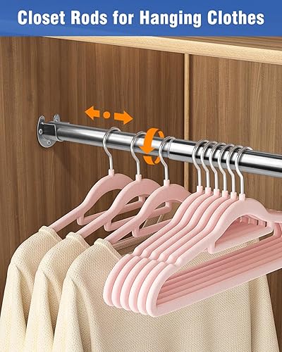 Miniatura 2 de FIRJOY Barras de armario para colgar ropa, resistentes, longitud ajustable (plata, 42.5 - 52 pulgadas)