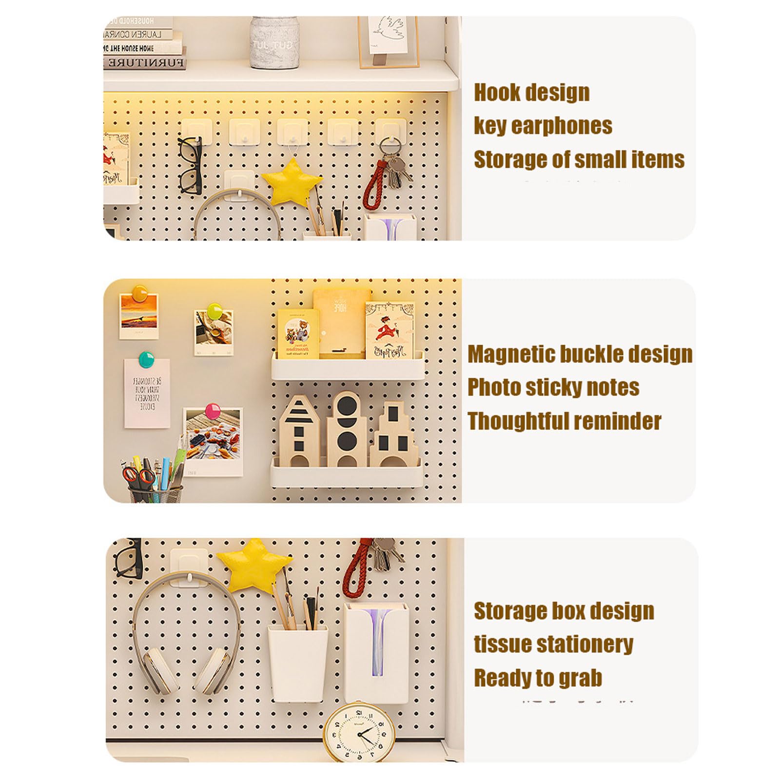 Étagère de bureau à pince – 2/3 niveaux au-dessus de l'étagère de rangement de bureau avec crochets et planche perforée – Étagère à pince pour économiser de l'espace pour le bureau ou la maison