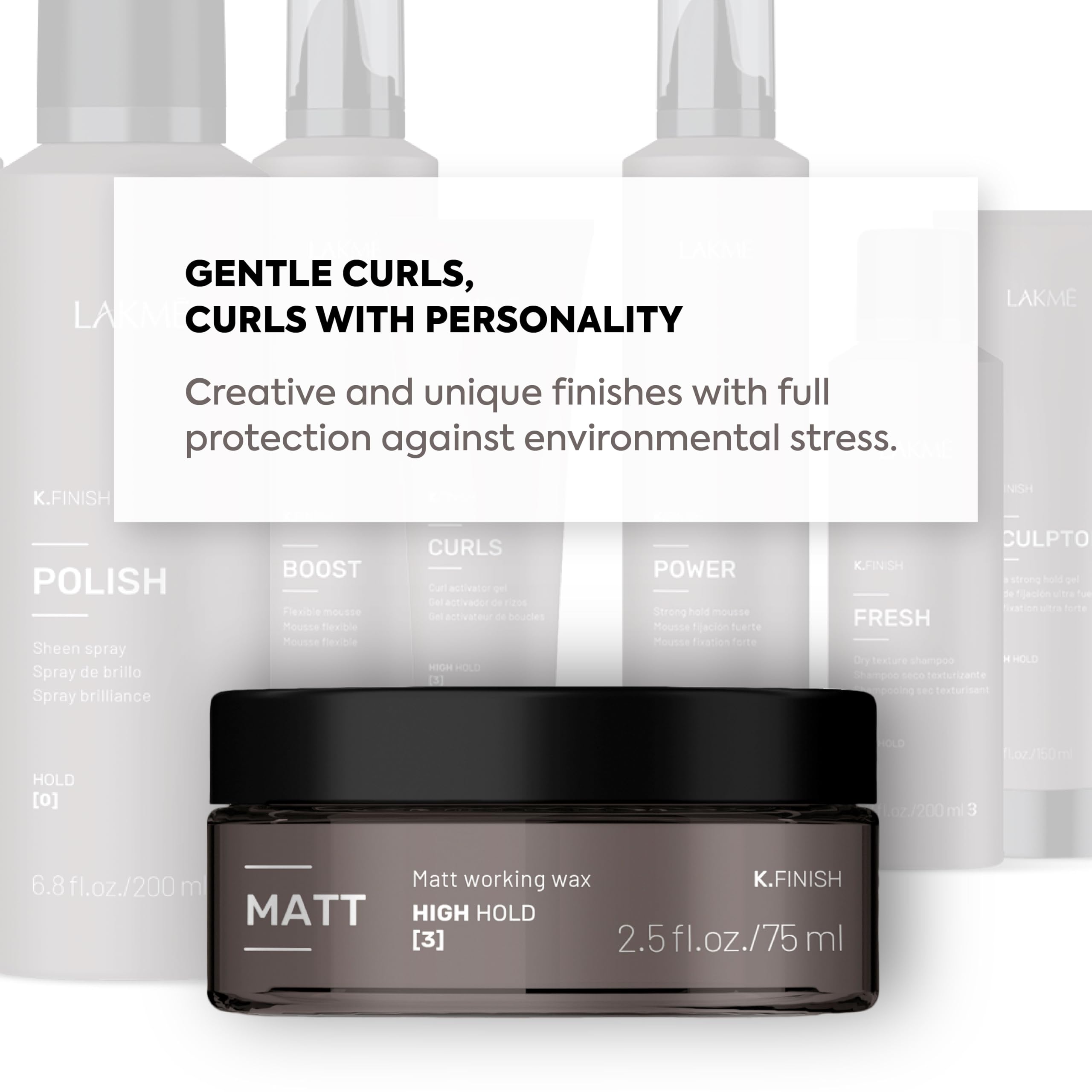 LAKMÉ K.Finish Cire coiffante mate pour cheveux, crème mate, forte tenue, finition mate, 2,5 ml