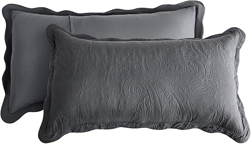 Vista 50 de Colcha extragrande tamaño King, funda de cama ligera ultrasónica, patrón de cachemira, reversible, 5 piezas, 100% microfibra, blanco puro 1-amarillo