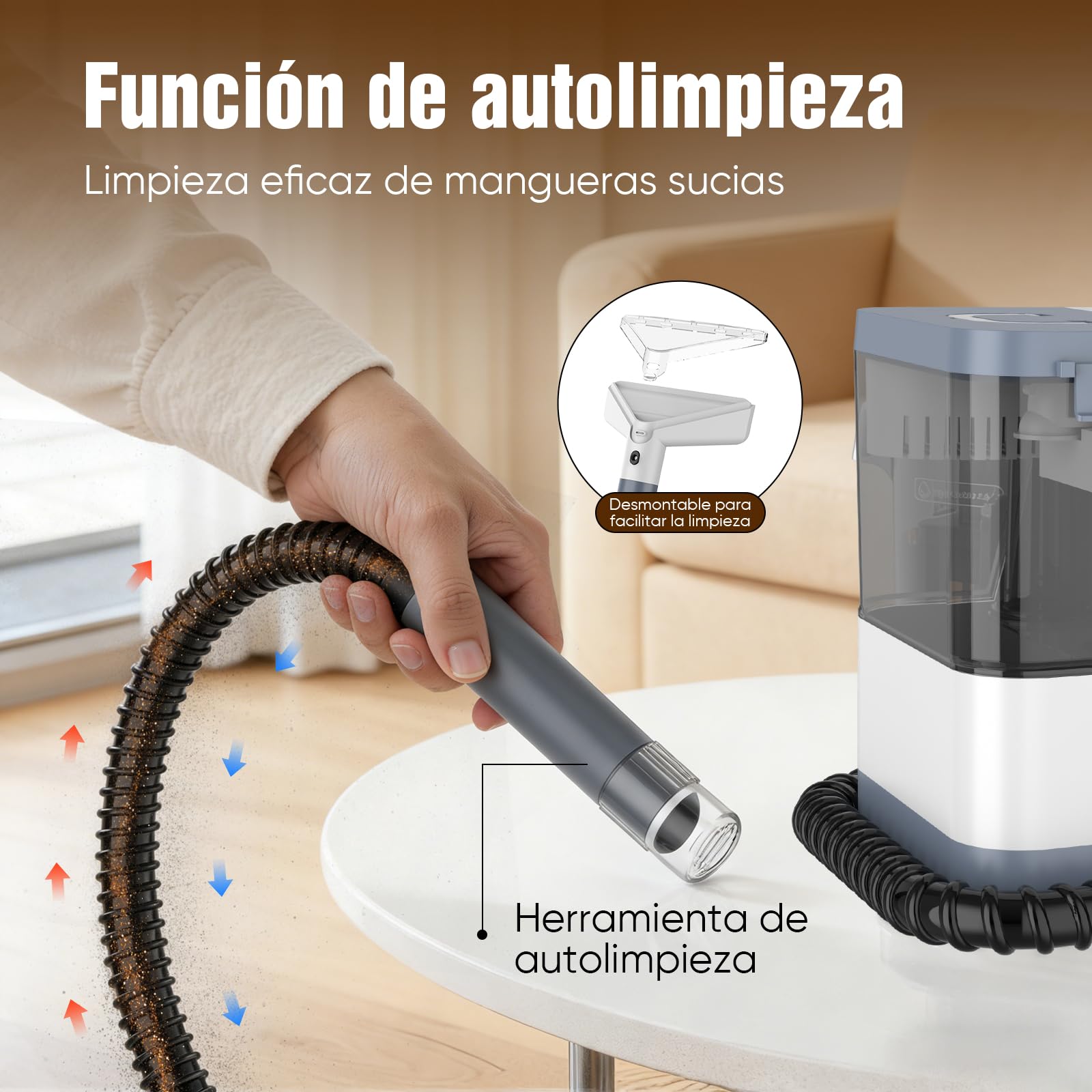 Aspiradora de Agua Tapicería - 2500W 20kPa Limpiador de Tapiceríascon Vapor Caliente,alfombras, moquetas para aspiradora y desmontador para colchón compacto y portátil