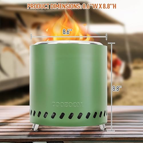 Miniatura 6 de Chimenea portátil de mesa mini estufa de acero inoxidable de 8.6 pulgadas con soporte, fogata de mesa de bajo consumo de humo alimentado por pellets