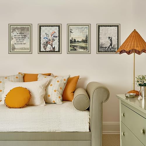 Miniatura 5 de Wheatwin Golf Sports Inspirational Wall Art Decor, Motivational Poster Prints, Rustic Retro Landscape Sports Wall Decorations for Playroom Boys
