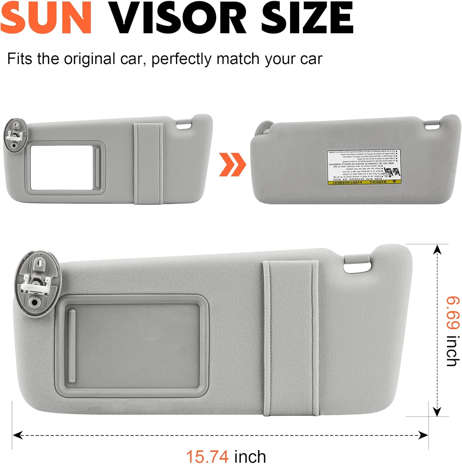 Gray Driver Left Side Sun Visor Replacement Compatible with Toyota Venza 2009 2010 2012 2013 2014 2015 2016 with Sunroof Replace 74320-0T021-A1