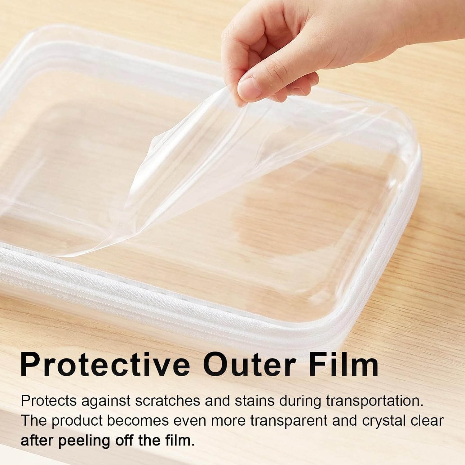 HOUYEE 3 Pack Clear Hard Shell Zipper Case (Large), Hard Plastic Organizer Pouches for Toys Storage,Travel,Small Items,Makeup,Transparent & Waterproof Storage