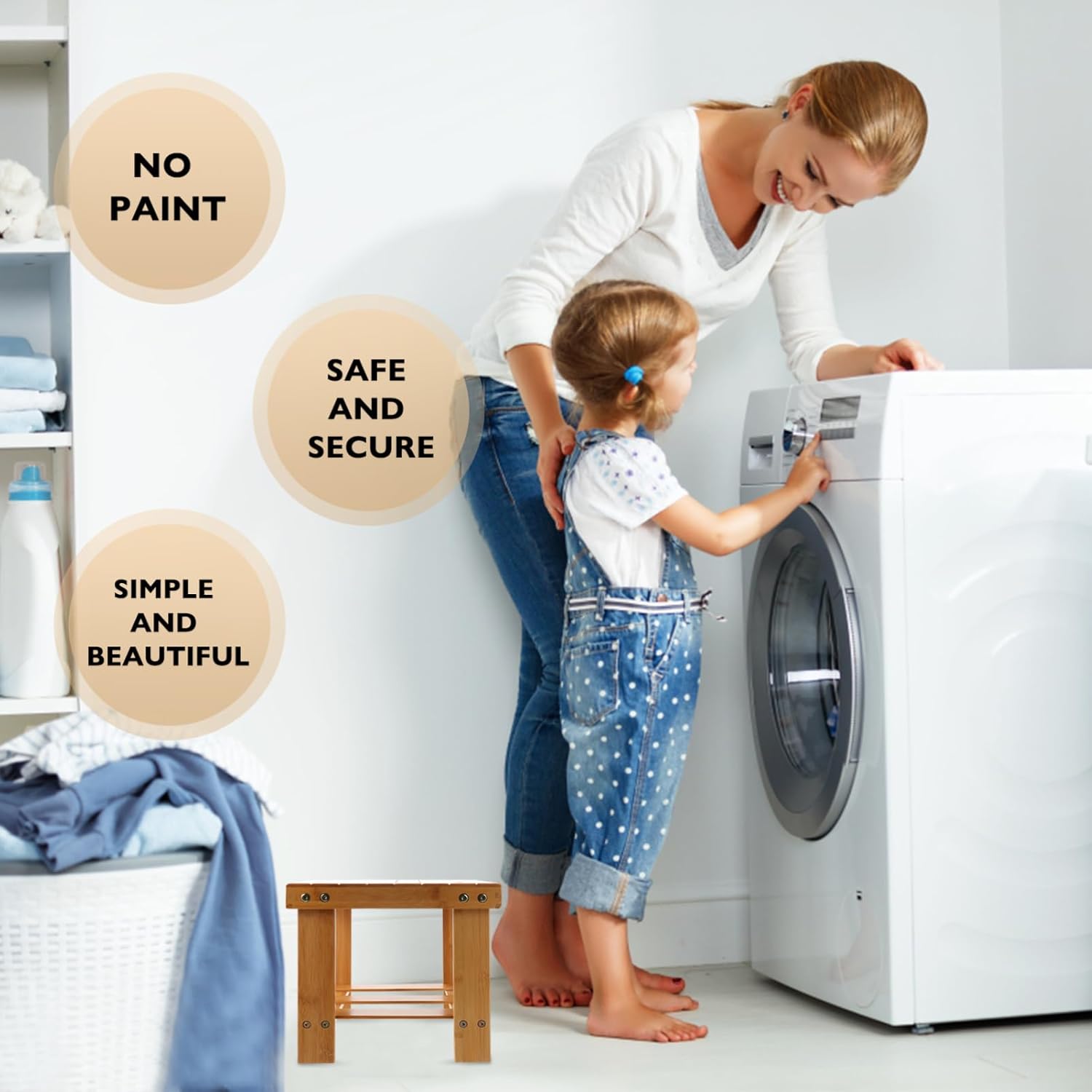 1pc Mini Stool for Home Use Lightweight Multipurpose Small Square Footrest Stylish Practicality for Bedroom Room and Laundry Brown