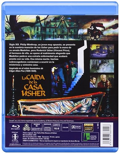 Vista 2 de The Fall of the House of Usher (1960) ( House of Usher ) ( The Mysterious House of Usher ) Blu-Ray, Reg.ABC Import - Spain
