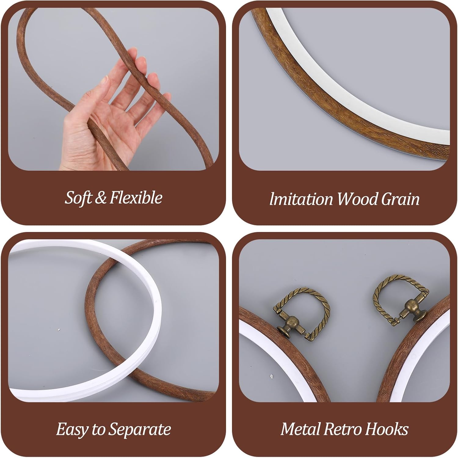 12 Pcs Embroidery Hoop, 8 Inch Cross Stitch Hoop