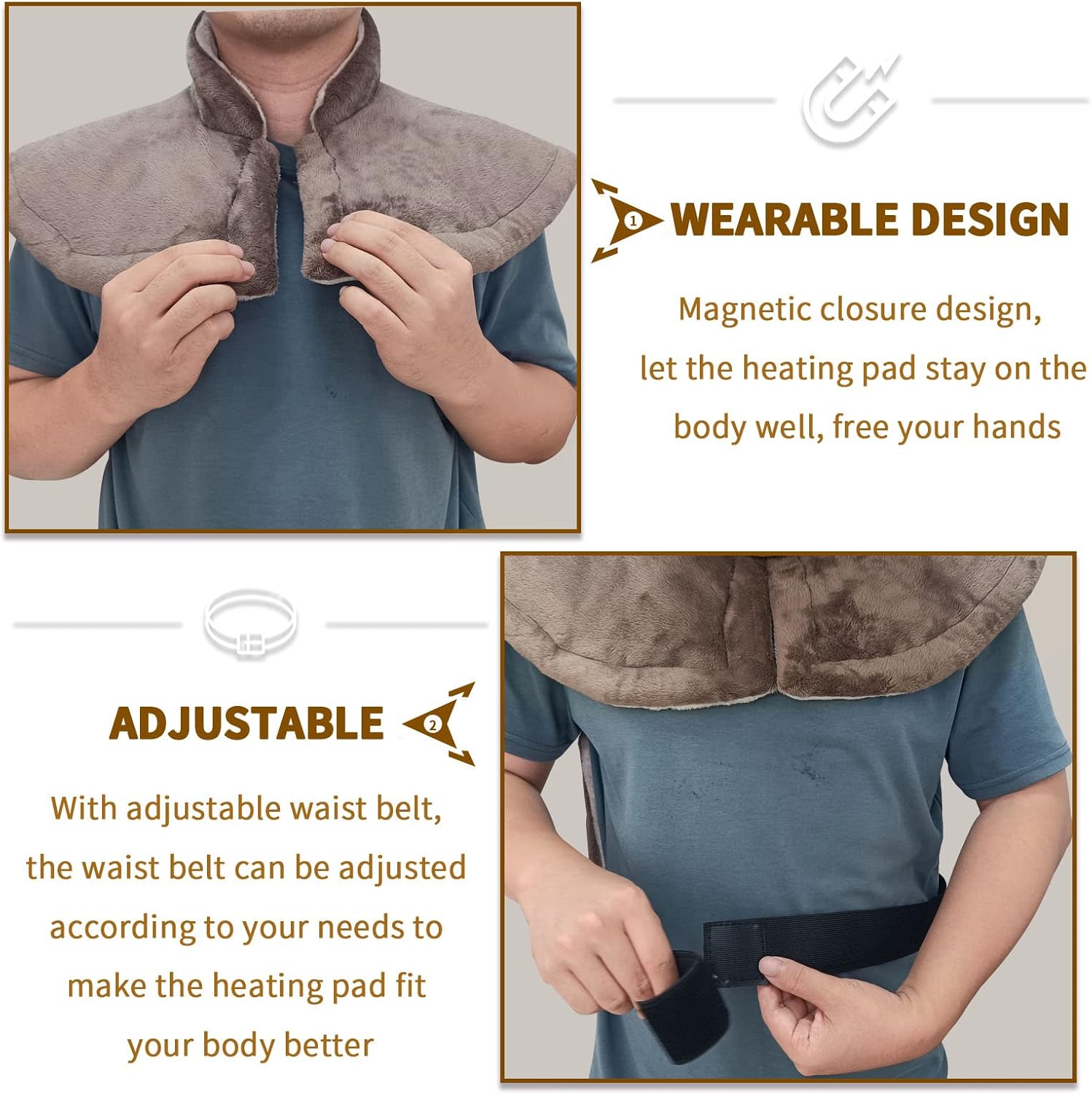 Heating Pad for Back Pain Relief, 38"x26" Large Electric Heating Pad for Neck and Shoulders with 2 Hour Auto Shut-Off, 3 Heat Settings, H-002