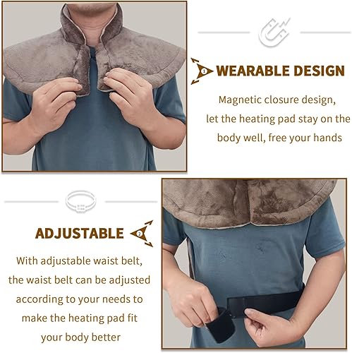 Miniatura 3 de Almohadilla térmica para aliviar el dolor de espalda, 38 x 26 pulgadas, almohadilla térmica eléctrica grande para cuello y hombros con apagado
