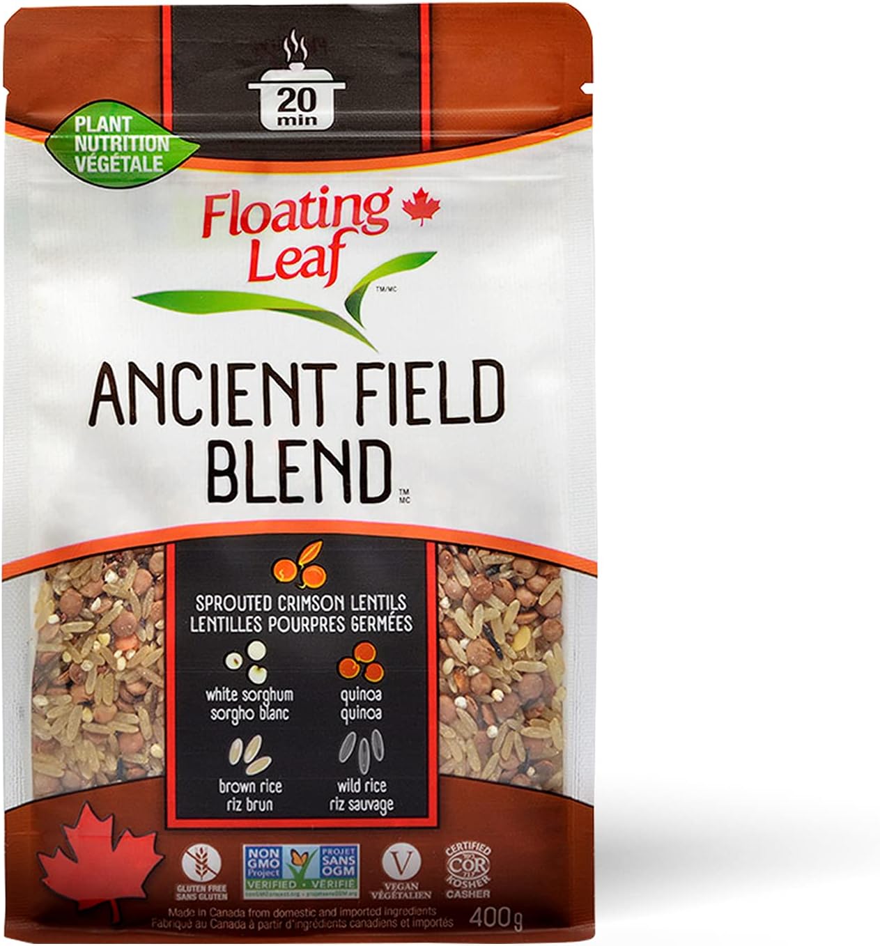 3 Packs x 400g Sprouted Crimson Lentils, Wild Rice and Quinoa Ancient