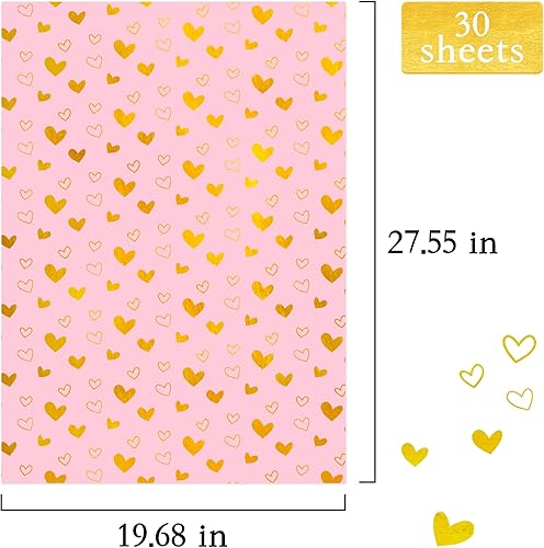 Miniatura 10 de MR FIVE Papel de seda de corazón negro dorado de gran tamaño, 20 x 28 pulgadas, papel de seda con diseño de corazón negro dorado para bolsas de