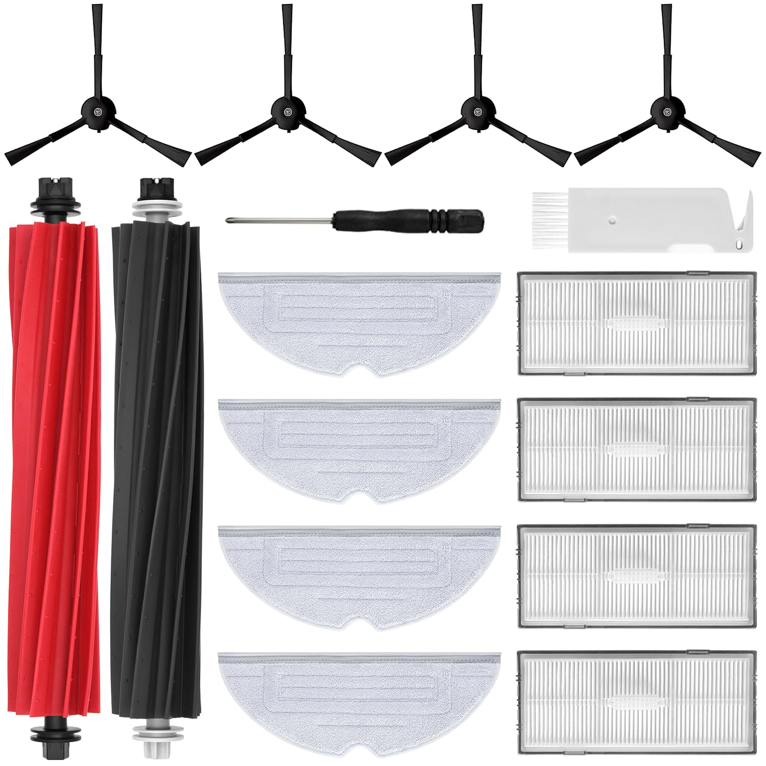 Accessory Set for Roborock S8/S8+, oGoDeal 1 x Main Roller Brush 4 x Side Brushes 4 x Filters 4 x Mop Wipes 1 x Brush, Robot Vacuum Cleaner Replacement Parts Accessories