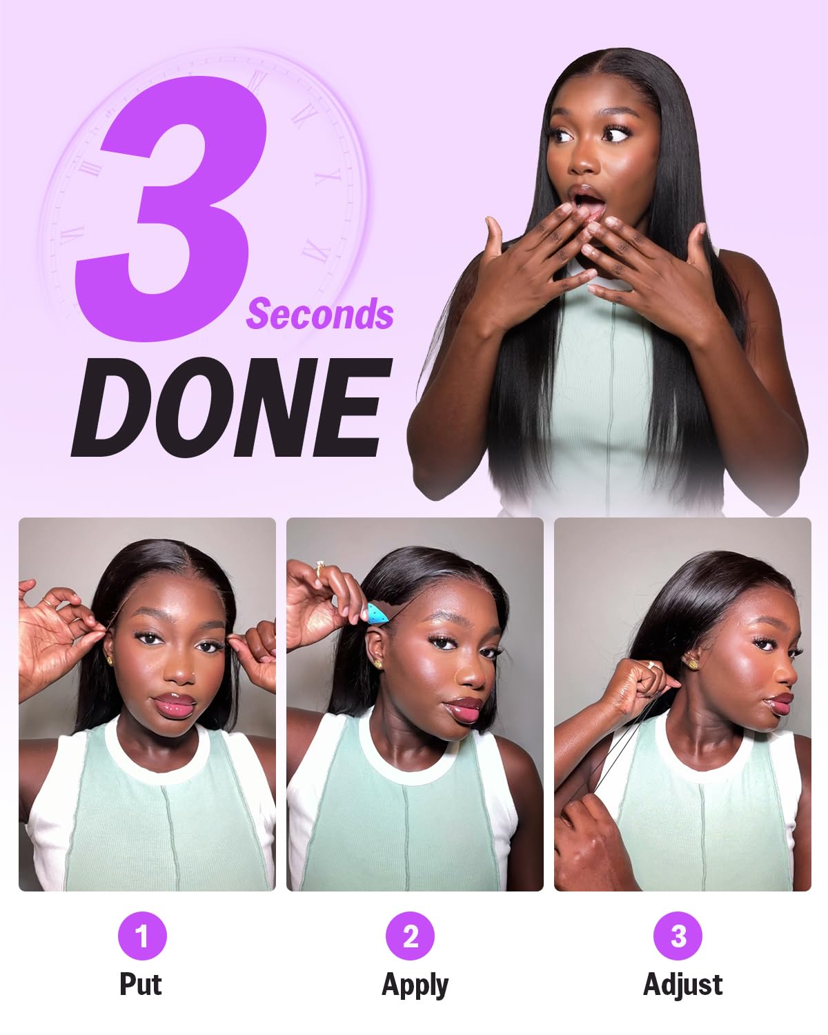 MEGALOOK 13x6 HD Lace Front Wig Human Hair Upgraded Ear-To-Ear Frontal Glueless Wigs Peluca Cabello Humano 12A Pre Plucked Pre-Bleached Pre-Cut Straight Drawstring Wig with Ear Tapes 22 Inch