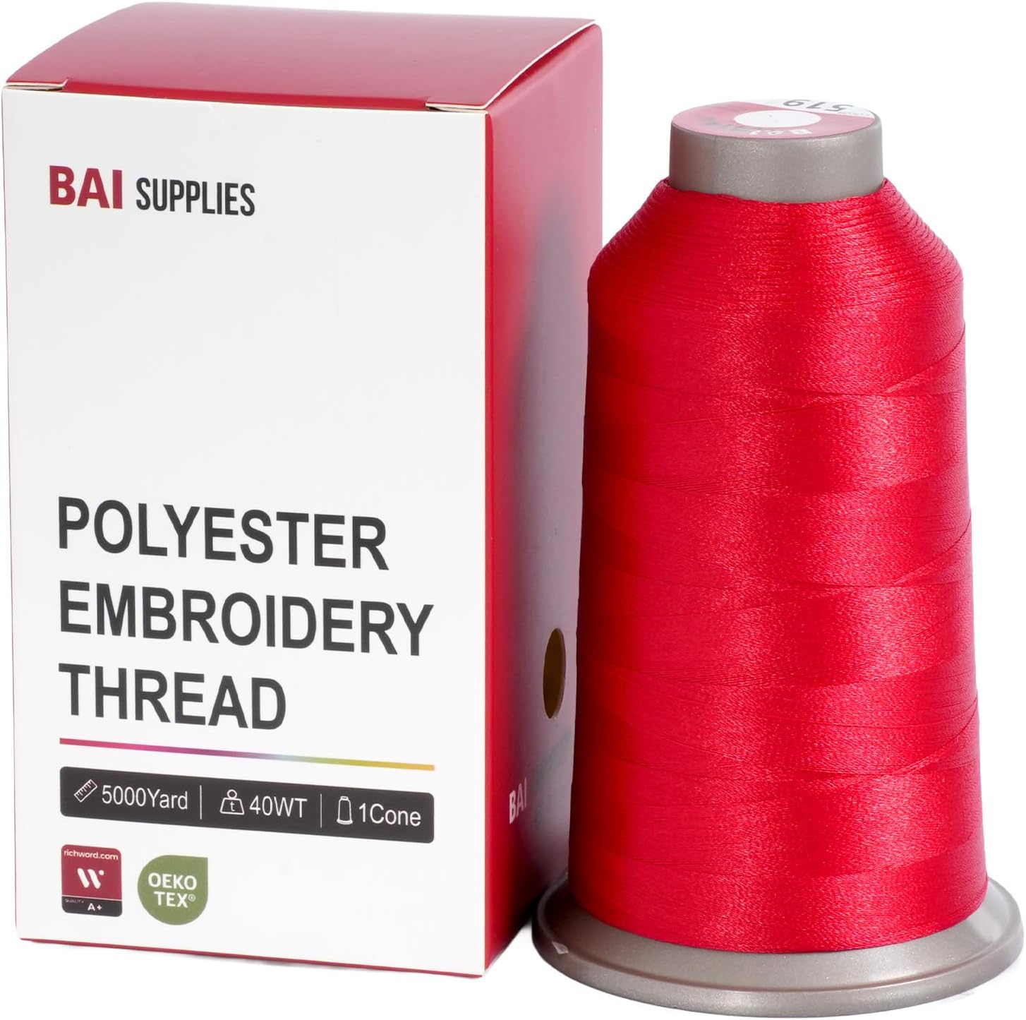  Polyester Embroidery Machine Thread 5000 Yards Bright Red+519