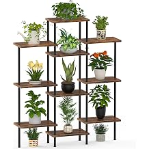 42" Tall Plant Stand Indoor Outdoor,4-Tier Wood Plant Shelf,Rustic Brown