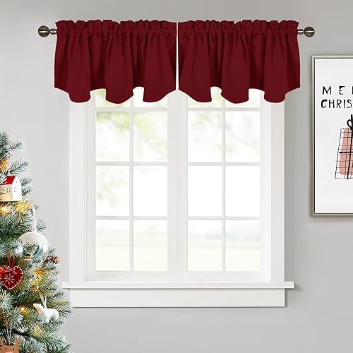 Miniatura 9 de NICETOWN Cortinas de cenefa para ventanas, tratamiento de ventana de granja rústica, cenefas opacas cortas para decoración de ducha/sótano/Acción