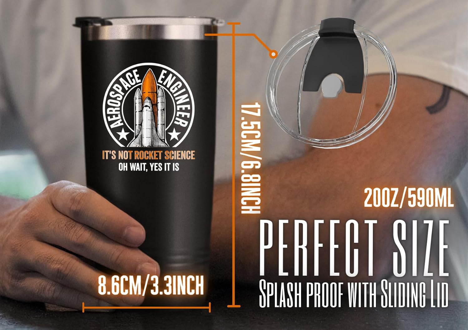 Onebttl Aerospace Gifts for Men, 20oz Space Gifts Stainless Steel Tumbler Cup with Lid, Double Wall Vacuum Insulated Travel Coffee Mug