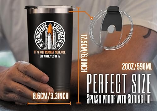 Miniatura 4 de Onebttl Regalos aeroespaciales para hombres, 20 onzas, regalos espaciales, vaso de acero inoxidable con tapa, taza de café de viaje con aislamiento