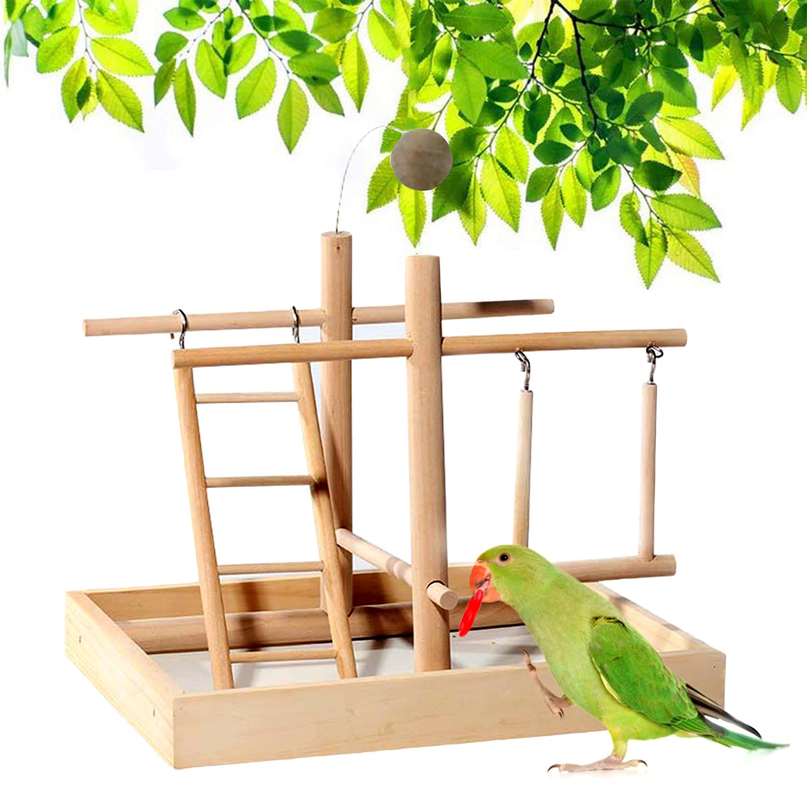 Nymphensittich Spielplatz Holz Barsch, mit Feeder Cups, Papagei Spielzeug Schwingen, Training Aktivitäten für Wellensittich Sittich, Parrot Intelligence Spielzeug #8