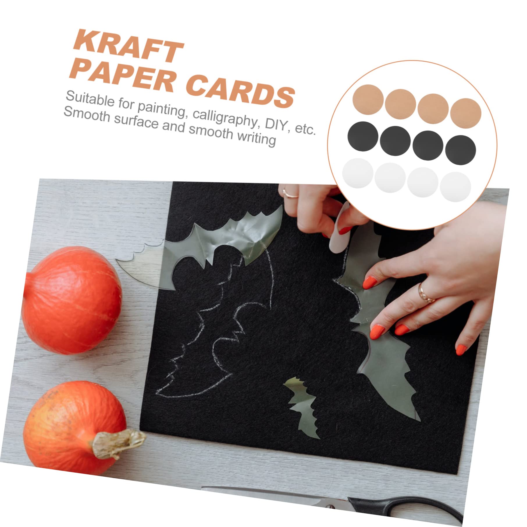 ULDIGI 60 Pezzi Cartoncini Rotondi in Carta Kraft Nera, Leggeri e Portatili, Superficie Liscia per Disegno e Fai da Te