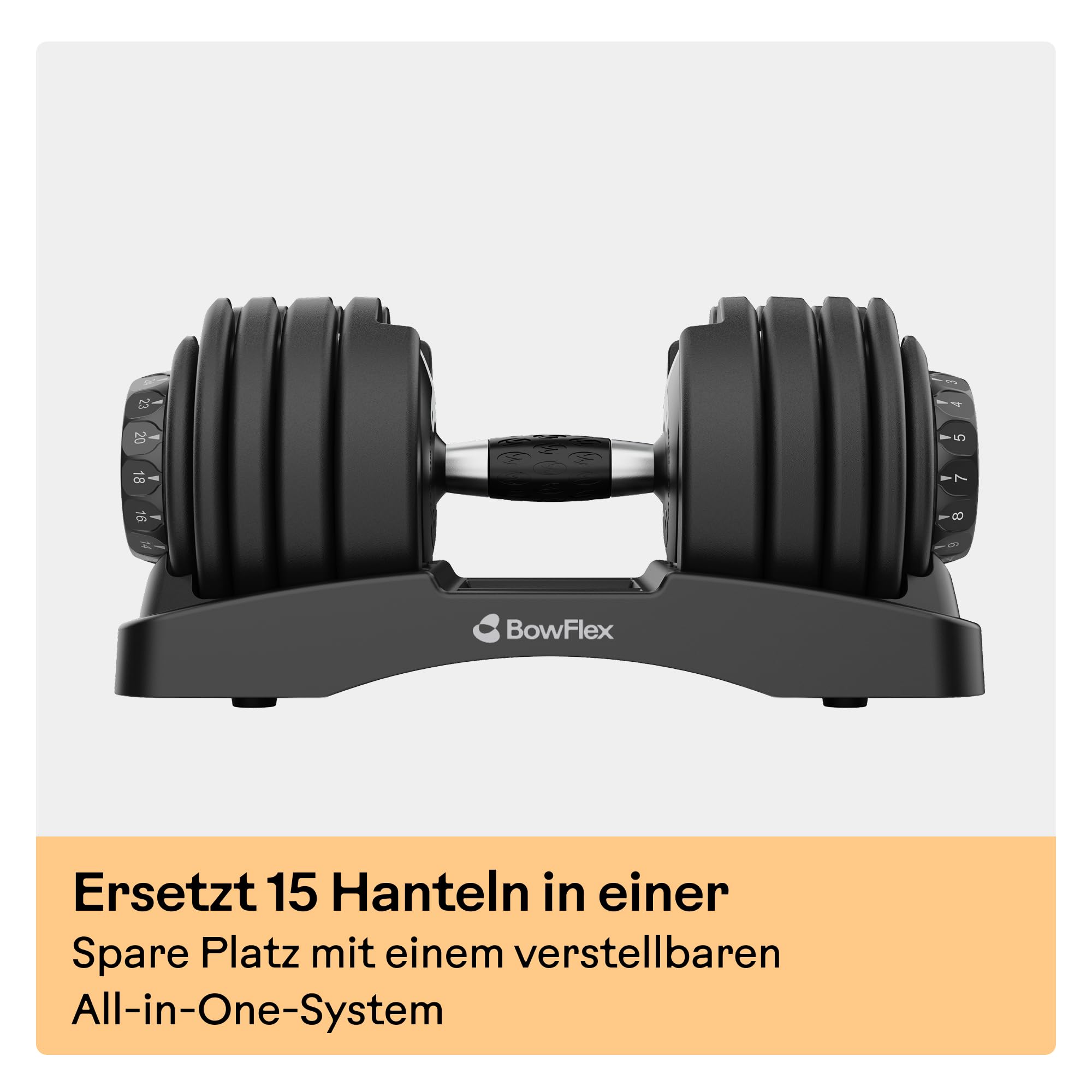 Bowflex SelectTech 52 Verstellbare Hanteln (Paar) 2–24 Kg, Einstellbar Schnellwahlsystem, Platzsparende Kurzhanteln, Für Home Gym Krafttraining, JRNY Kompatibel