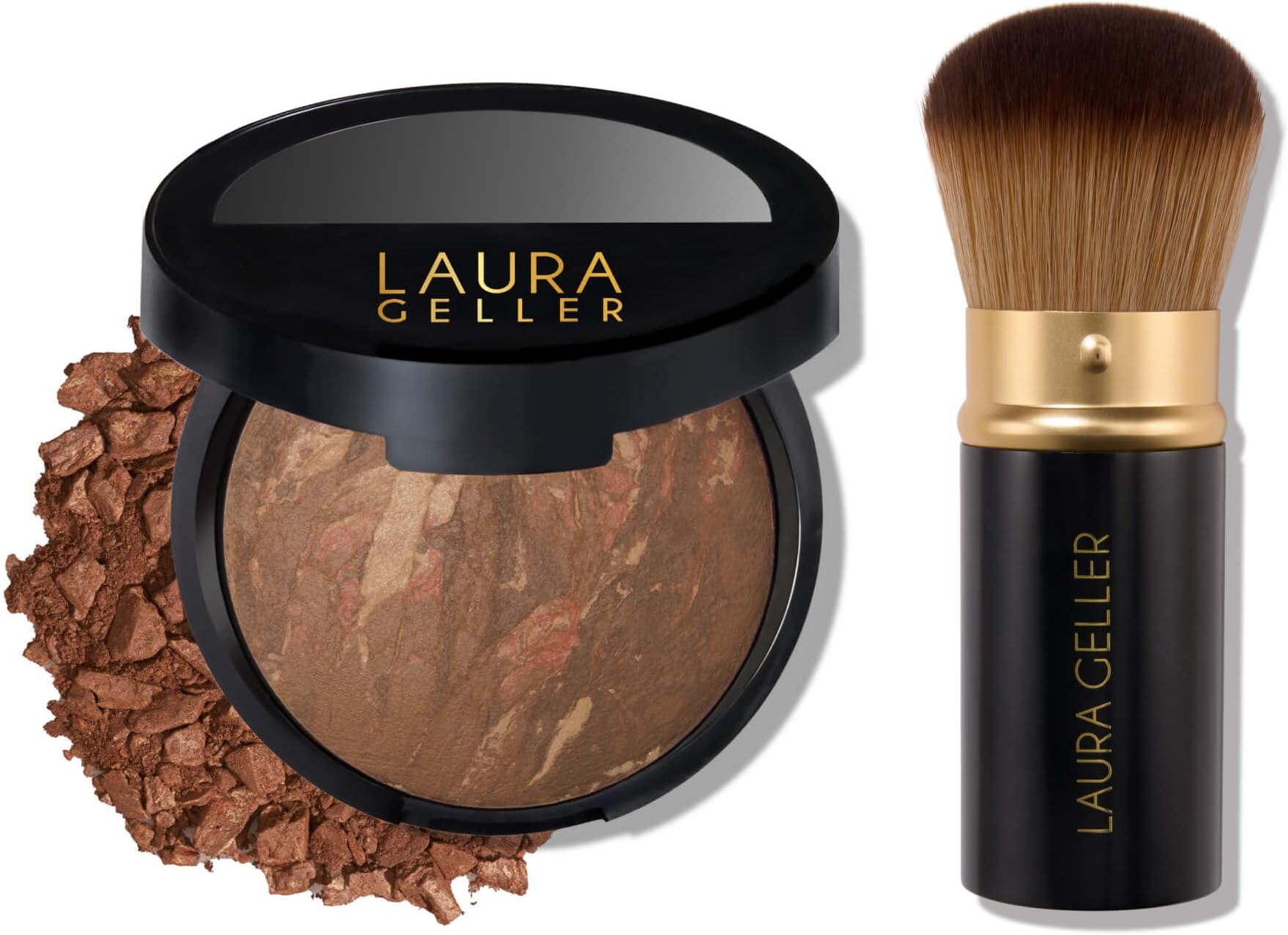 LAURA GELLER NEW YORK Baked Balance-n-Brighten Foundation with Kabuki Brush Makeup Set, Toffee