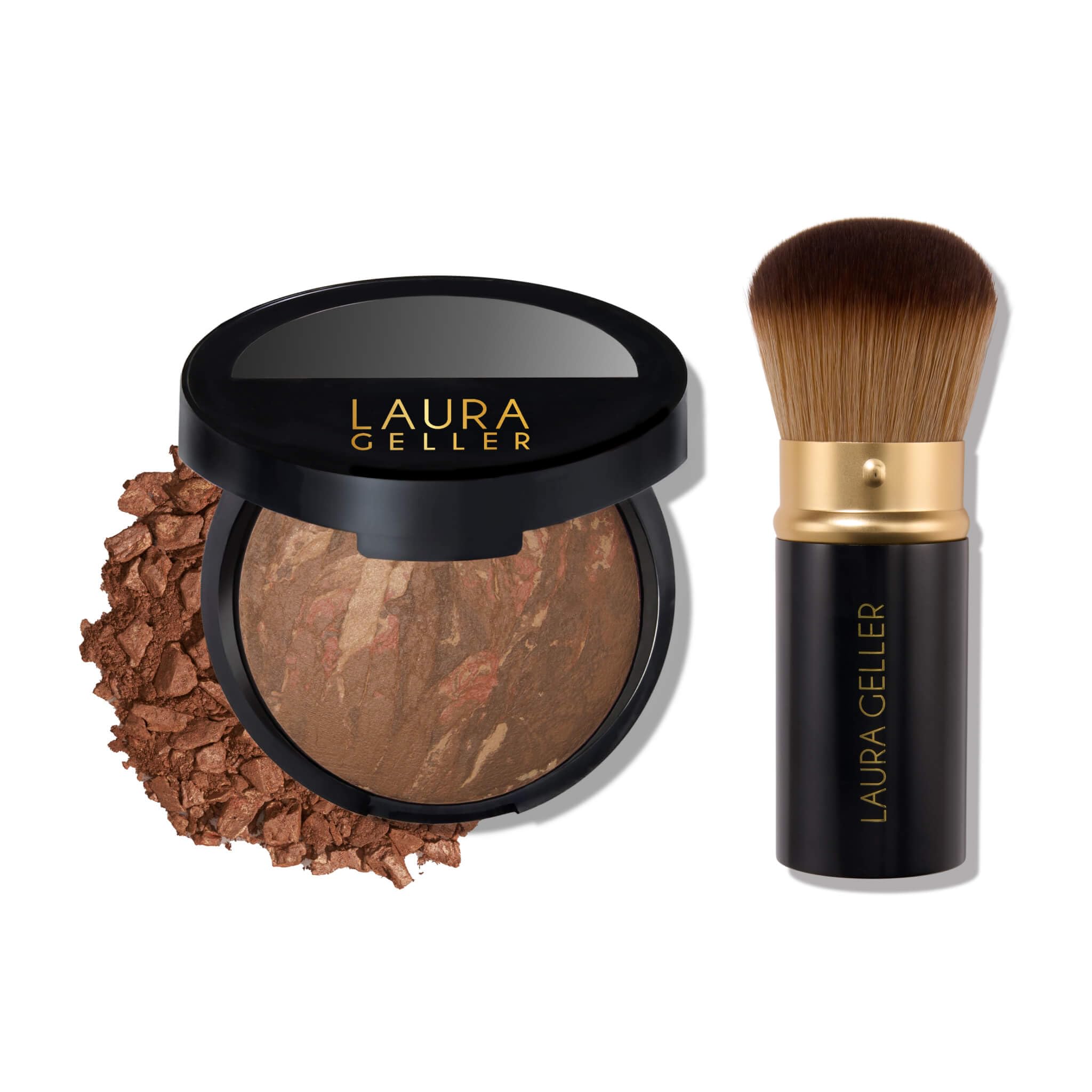 LAURA GELLER NEW YORK Baked Balance-n-Brighten Foundation with Kabuki Brush Makeup Set, Toffee