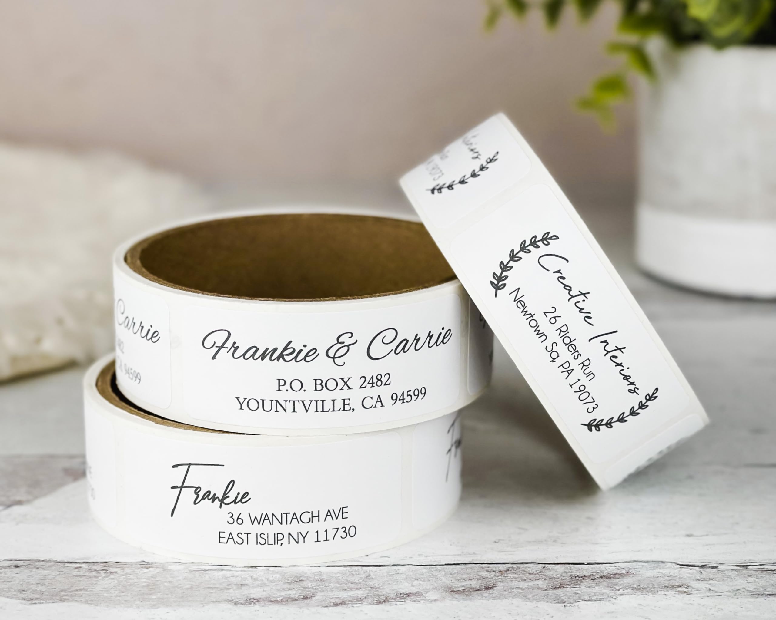 Return Address Labels Personalized, 50-500 Labels per Roll, 2.6" L x 0.75" H - White Matte Finish Personalized Address Labels - Made in USA Return