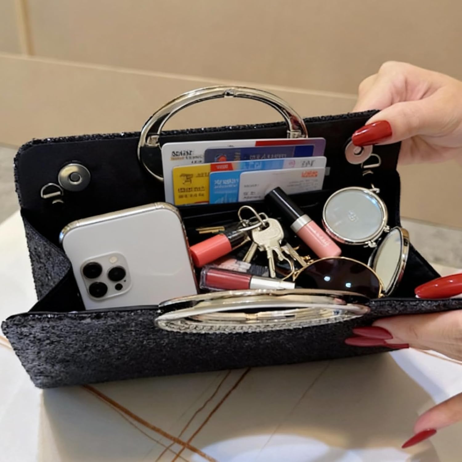 2026 Sparkly Clutch Purse for Women Elegant Unique Bling Evening Bag Polyester Handbag - Image 7