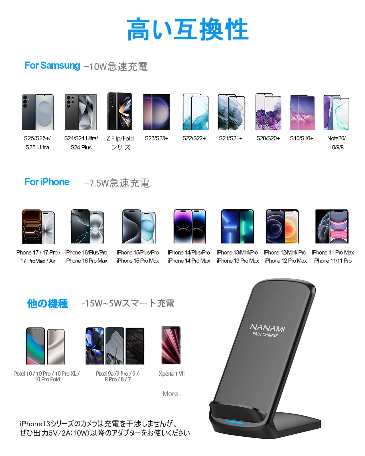 Amazon.co.jp: NANAMI ワイヤレス充電器 2台セット Qi急速 充電