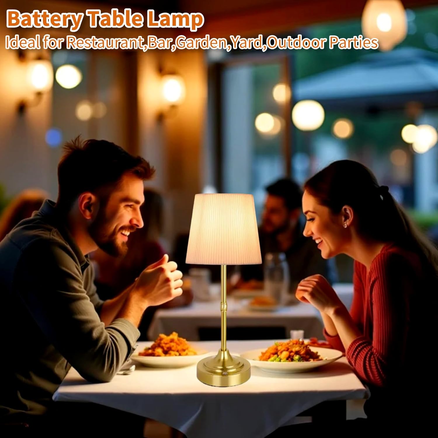 Cordless Table Lamp, Rechargeable 3-Level Dimmable LED Touch Desk Lamp with 5200mAh Battery Portable Vintage Table Light for Bedside, Outdoor Parties, Kitchen Counter, Home Decor (Gold)