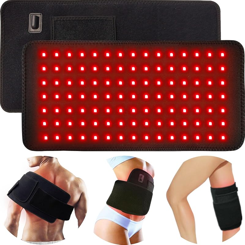bonodave Red Light Therapy Pad for Body Back Knee Shoulder Hands Feet 660nm 850nm Home Use 3 Chips in 1 Infrared Wrap Belt Gift for Women Men (Corded)
