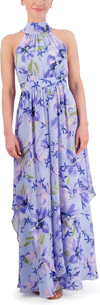 Eliza J Womens Sleeveless Halter Neck Maxi Dress