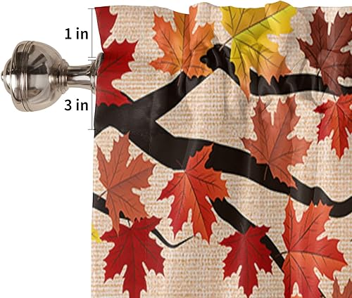 Miniatura 7 de Cenefas de Acción de Gracias, cortina de cosecha, calabaza, camión, cenefas de cocina, bolsillo para barra, cortina de ventana de hoja de arce,