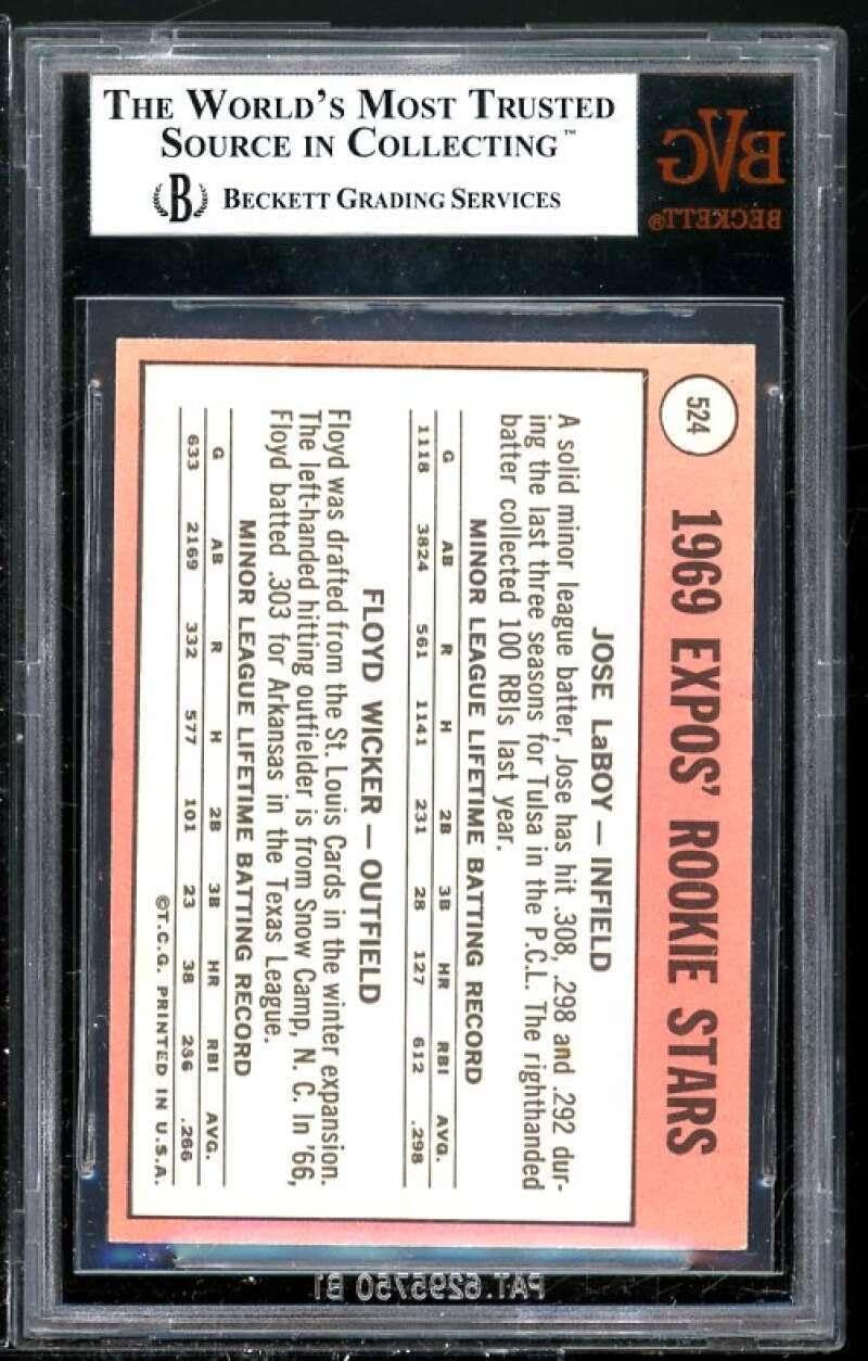 Jose Laboy/Floyd Wicker Rookie 1969 Topps #524 BGS BVG 8.5 (Read Description) - Slabbed Baseball Cards