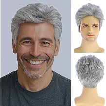 Short Gray Wigs for Men Synthetic Layered Halloween Hair Wig