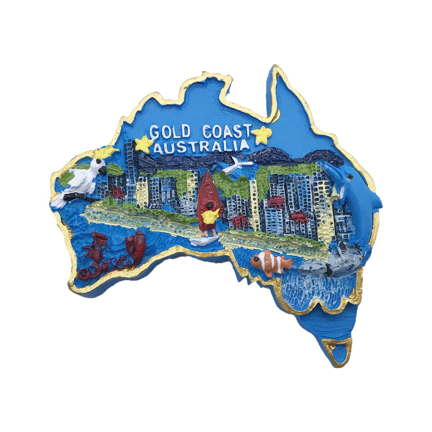 Wedare Magnet Souvenir 3D Gold Coast Australia Refrigerator Tourist Travel Handmade Resin Craft ic Stickers Home Kitchen Decoration Fridge Collection Gift