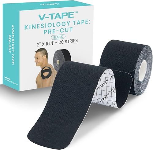 Vive Kinesiology - Rollo de cinta de kinesiología, tiras precortadas (2 pulgadas x 16 pies20 tiras) - Cinta deportiva Kinesio Athletic - Rodilla,