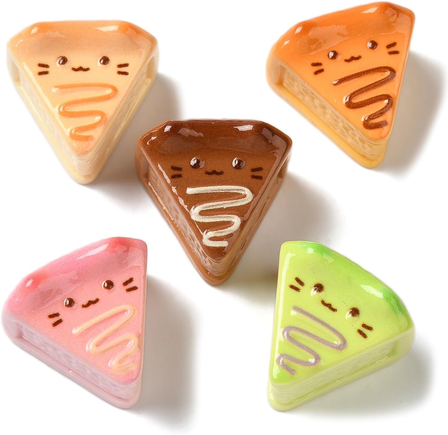 LiQunSweet 100 pcs Mixed Colors Cheese Cake Resin Cabochons Sweet Dessert Food Shaped No Hole Beads for DIY Jewelry Making Scrapbooking Embellishment Shoes Bags