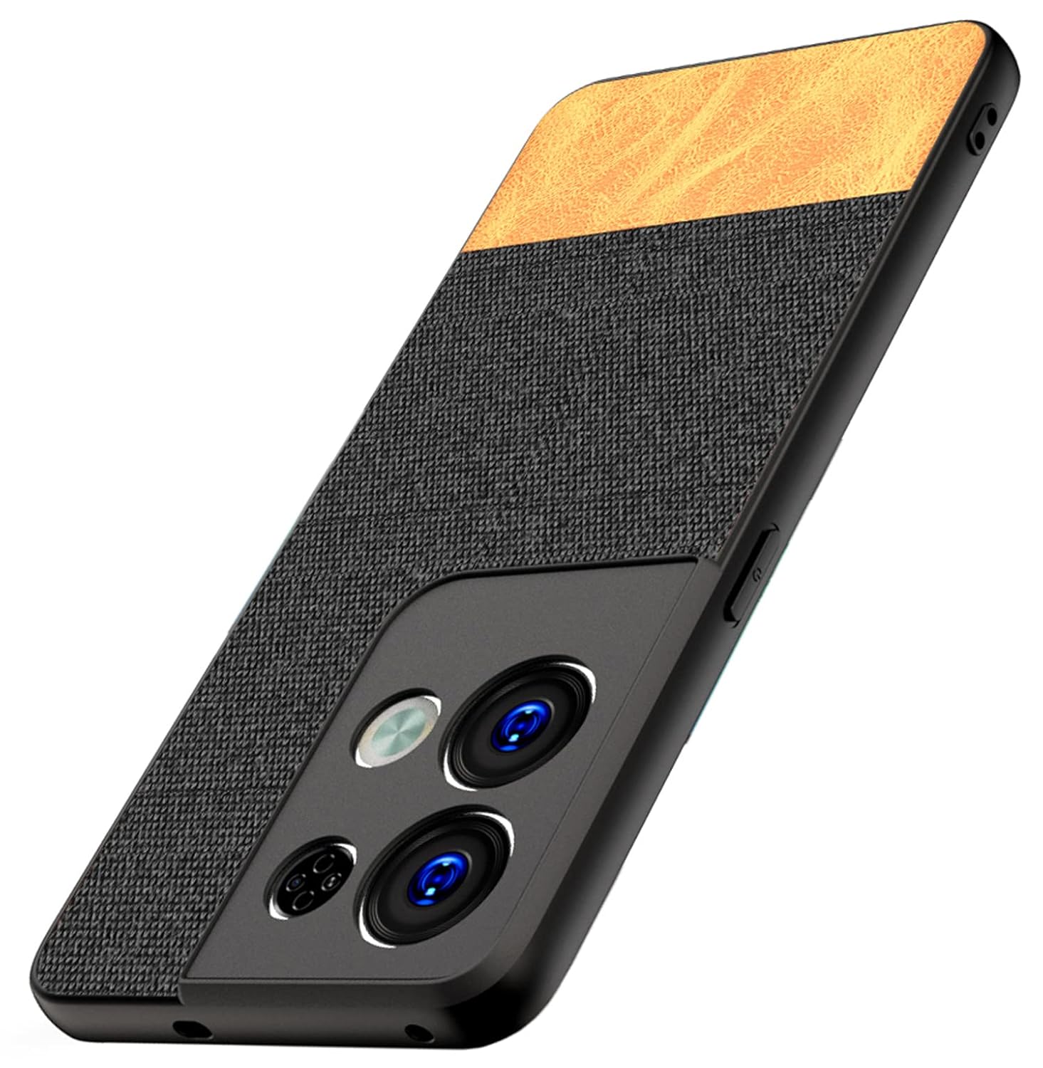 Kapa Soft Fabric & Leather Hybrid Protective Back Case Cover for Oppo Reno 8 PRO (5G) (Black,Brown)