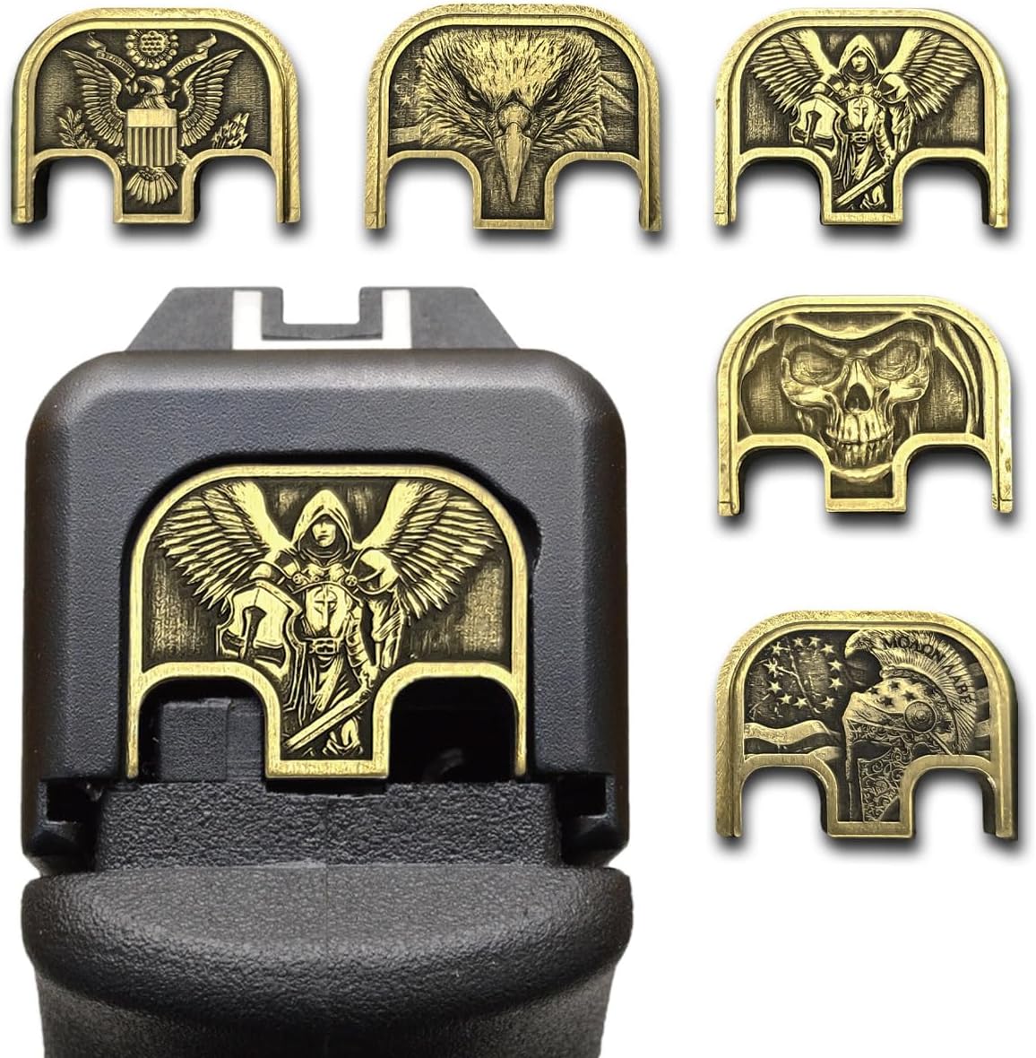 Milspin CNC Milled 3D Engraved Slide Back Plate Compatible with Glock Gen 1-5 I Made in USA (The President Trump 3D, Brass, Models G17-G41, G45)