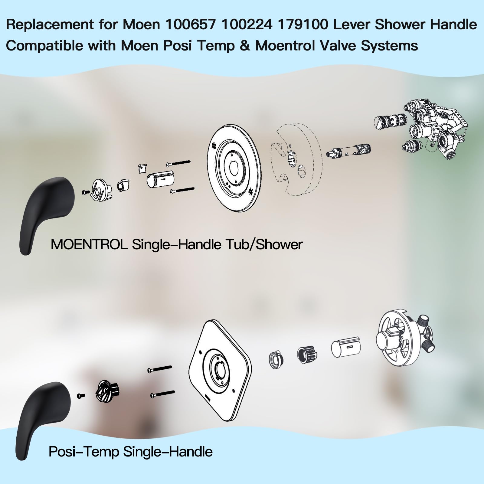 Moen Shower Handle Replacement - Matte Black For PosiTemp Systems