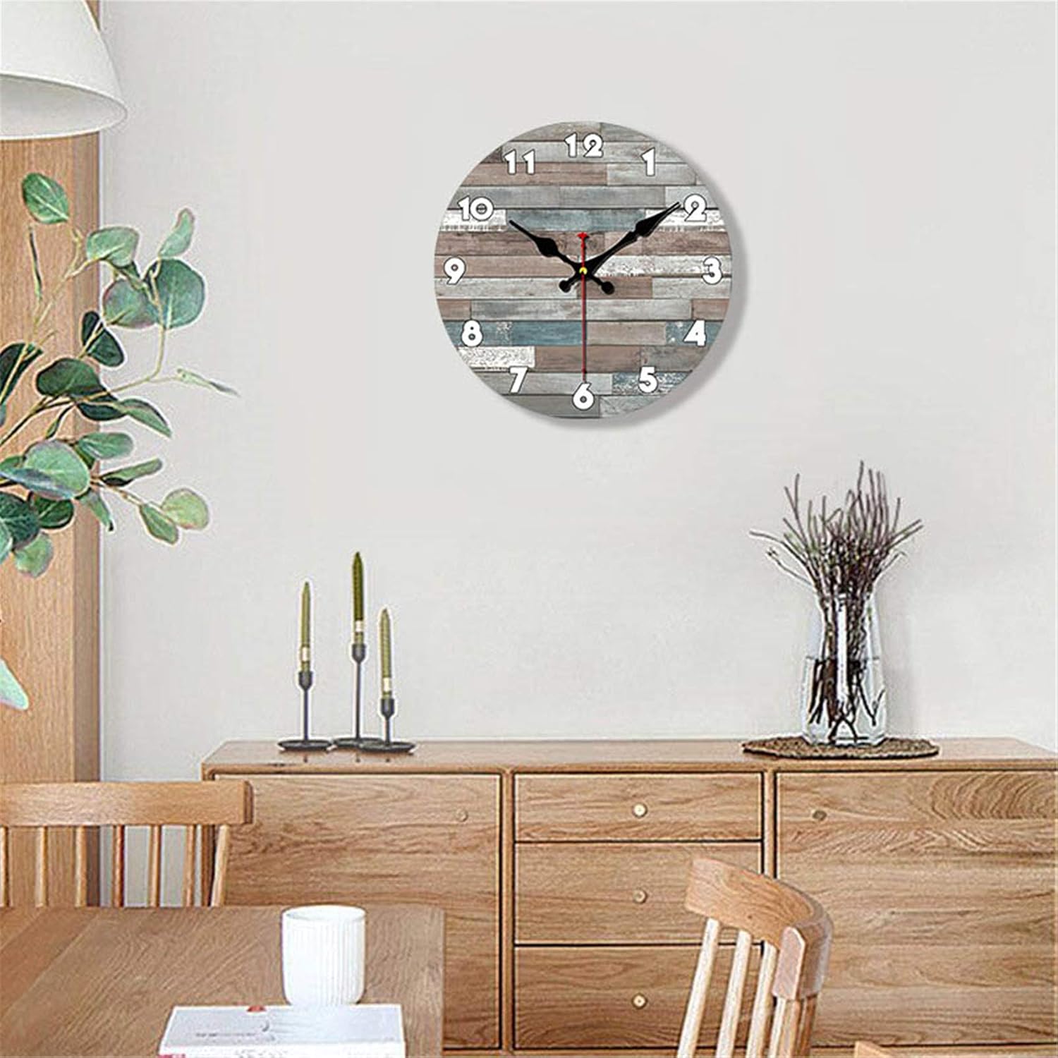 Rustic Pattern Wall Clock Non Ticking Silent 10 Inch Art Clock for Living Room Bedroom Office School Home Decor